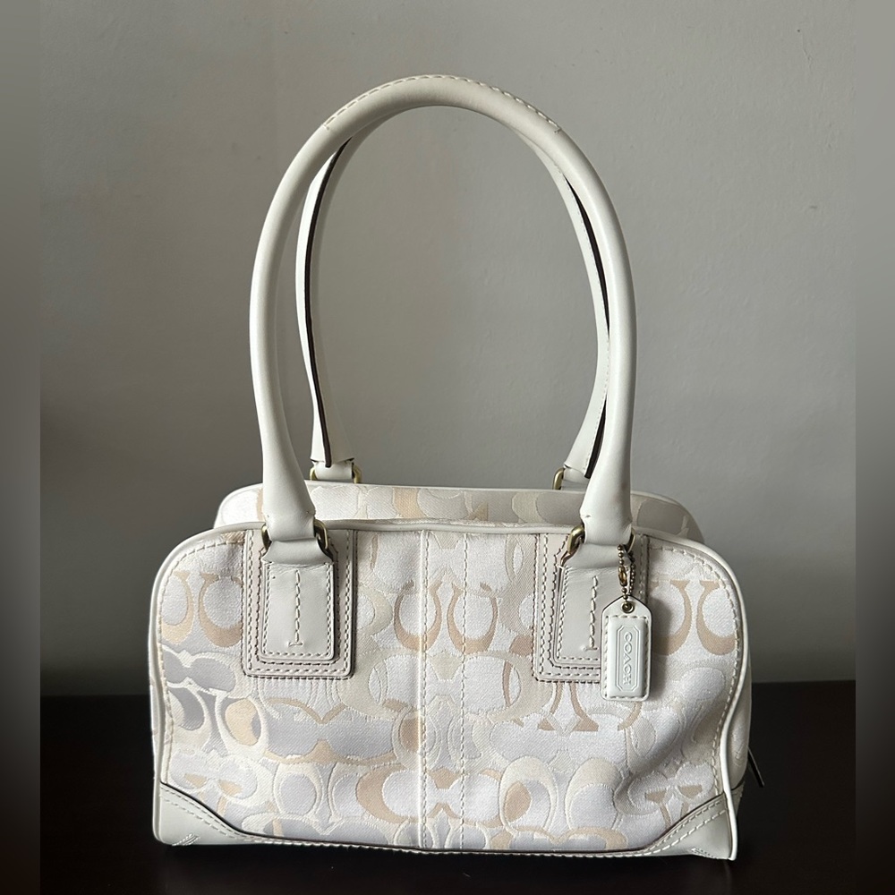 Coach Cream & Beige Signature Tote Satchel
